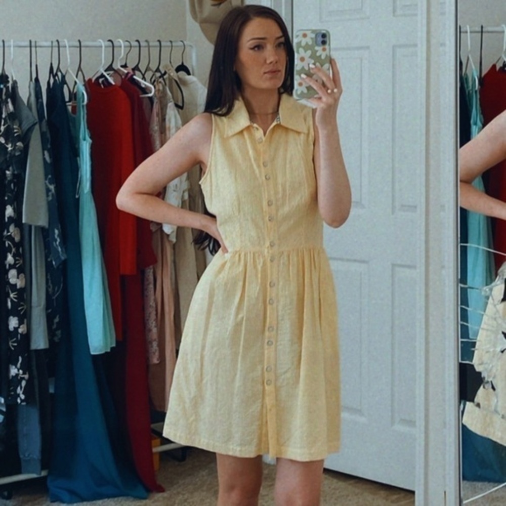 Cremieux Yellow Collared Dress